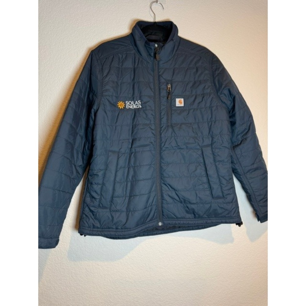 Carhartt Gilliam Quilted Jacket Navy Blue Relaxed Fit 104314 Logo Womens Large L